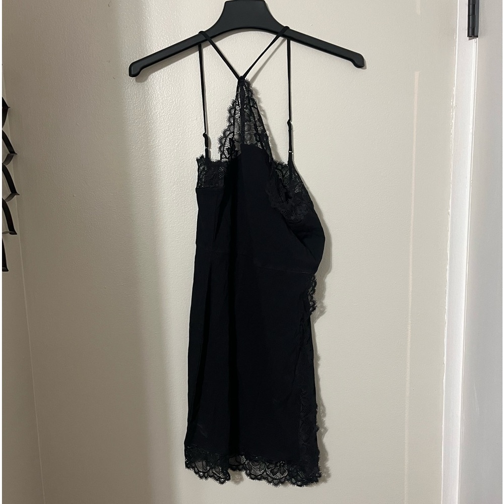 Free People (NWT) Premonitions Mini Bodycon One-Shoulder Dress in Black - Picture 3 of 9